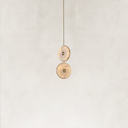 Nebula Natural Alabaster Disc Double Pendant Light 14"D