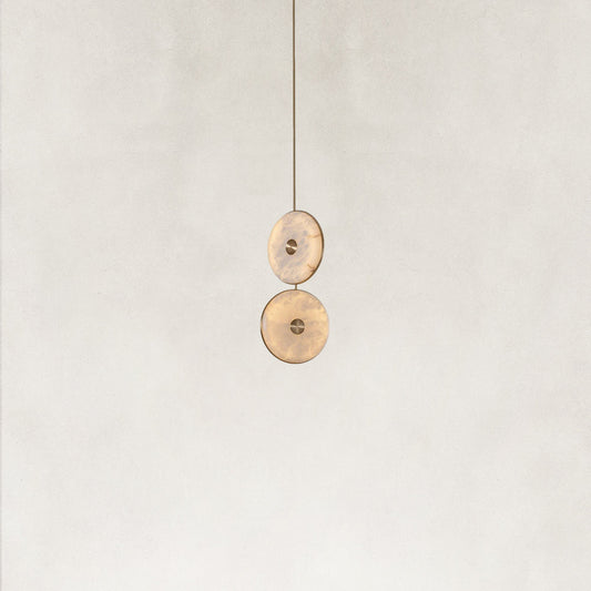 Nebula Natural Alabaster Disc Double Pendant Light 14"D