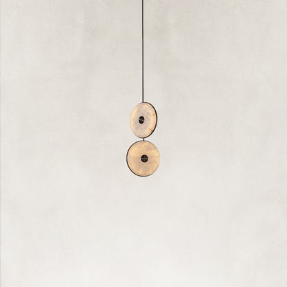 Nebula Natural Alabaster Disc Double Pendant Light 14"D