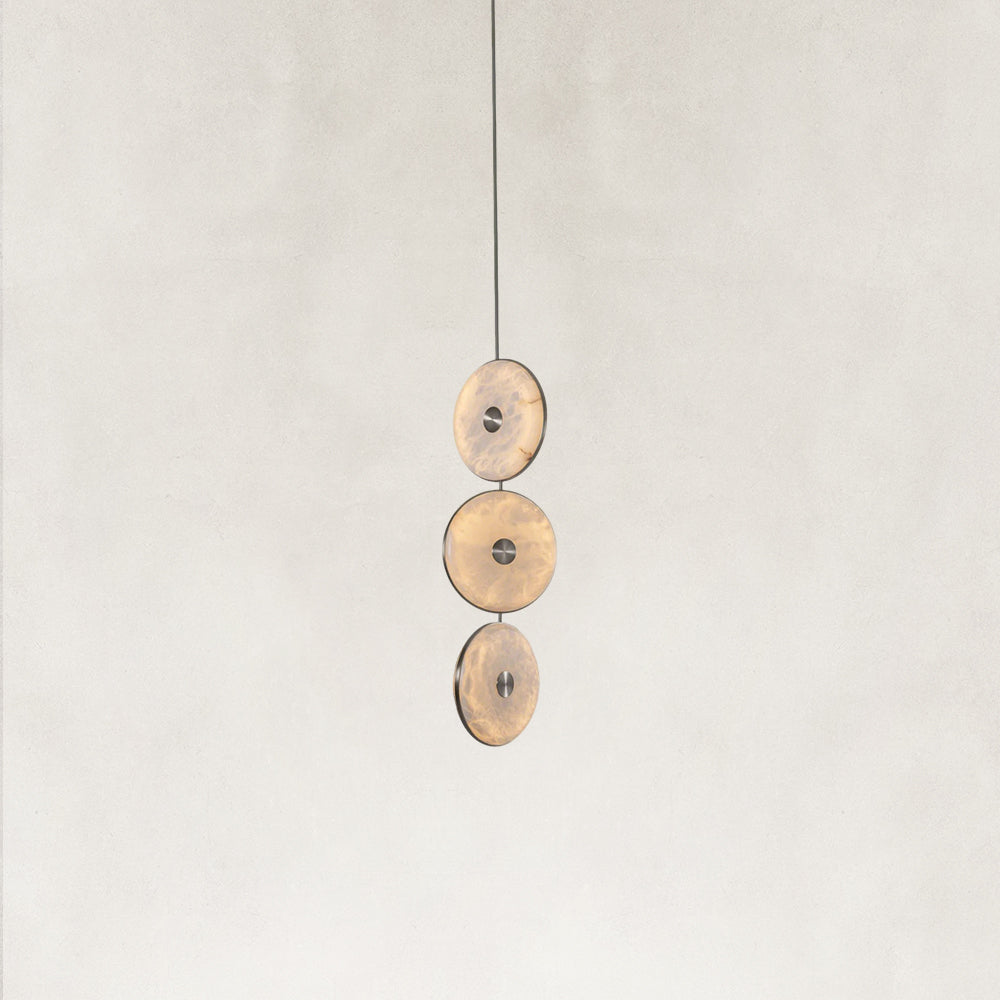 Nebula Natural Alabaster Disc Triple Pendant Light 14"D