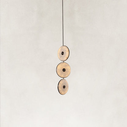 Nebula Natural Alabaster Disc Triple Pendant Light 14"D
