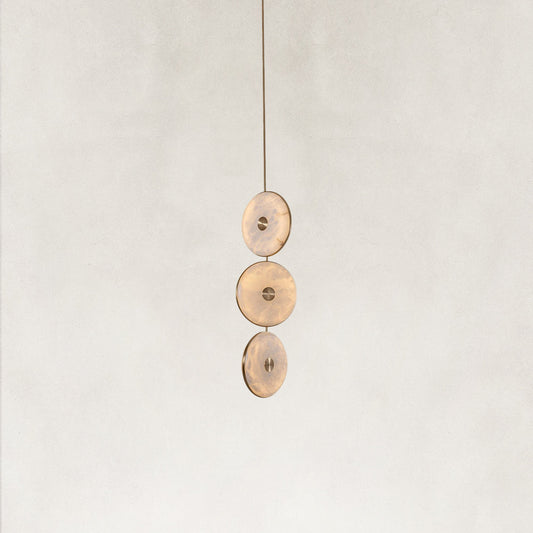 Nebula Natural Alabaster Disc Triple Pendant Light 14"D