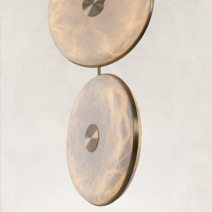 Nebula Natural Alabaster Disc Double Pendant Light 14"D