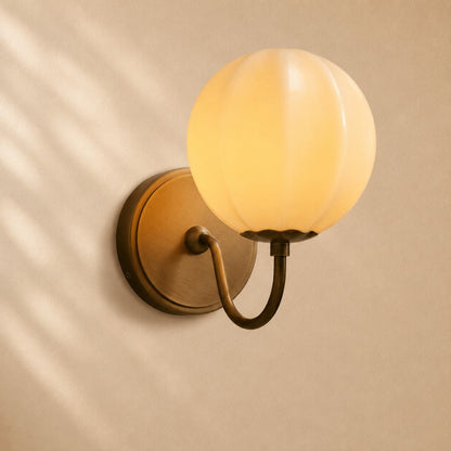 Nelly Gooseneck Ribbed Opal Glass Wall Sconce