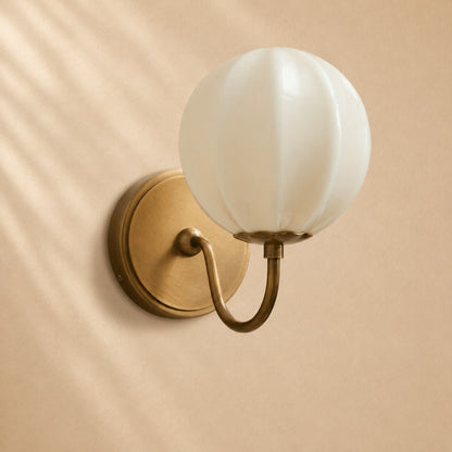 Nelly Gooseneck Ribbed Opal Glass Wall Sconce
