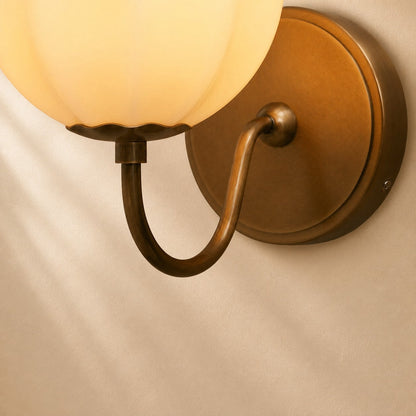 Nelly Gooseneck Ribbed Opal Glass Wall Sconce