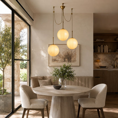 Nelly Multi-Globe Ribbed Opal Glass Chandelier