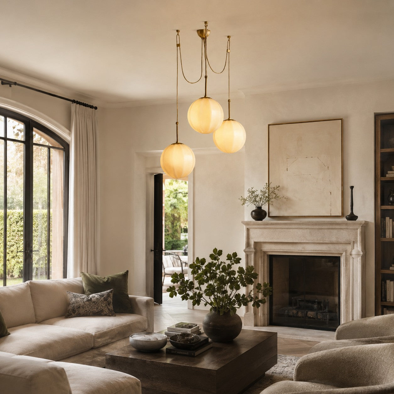 Nelly Multi-Globe Ribbed Opal Glass Chandelier