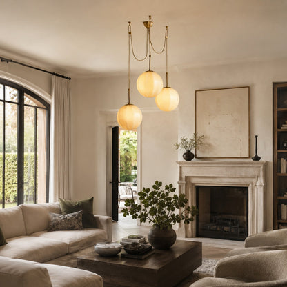 Nelly Multi-Globe Ribbed Opal Glass Chandelier