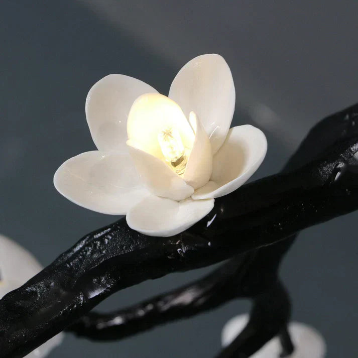 Noir Twisted Branch & Porcelain Bloom Candelabrum Chandelier