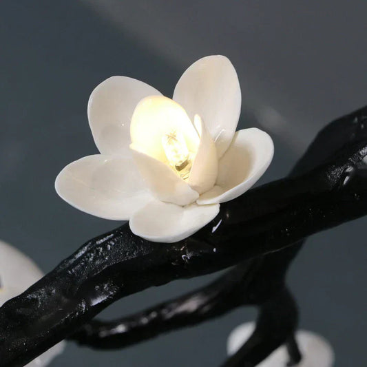 Noir Twisted Branch & Porcelain Bloom Candelabrum Chandelier