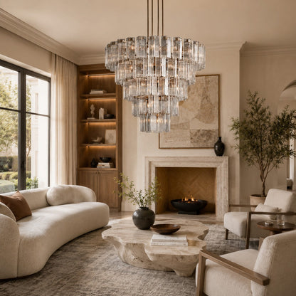 Delsie Art Glass Round Chandelier 60"