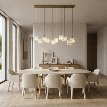 Nura Cube Natural Alabaster 10-Light Linear Pendant 46"W