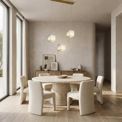 Nura Cube Natural Alabaster 3-Light Linear Pendant 12"W