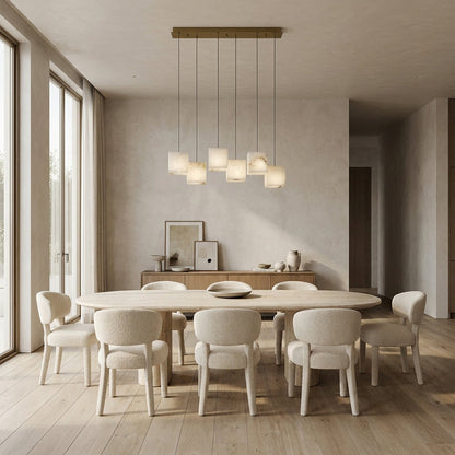 Nura Cube Natural Alabaster 6-Light Linear Pendant 27"W