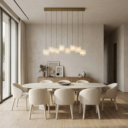 Nura Cube Natural Alabaster 8-Light Linear Pendant 36"W