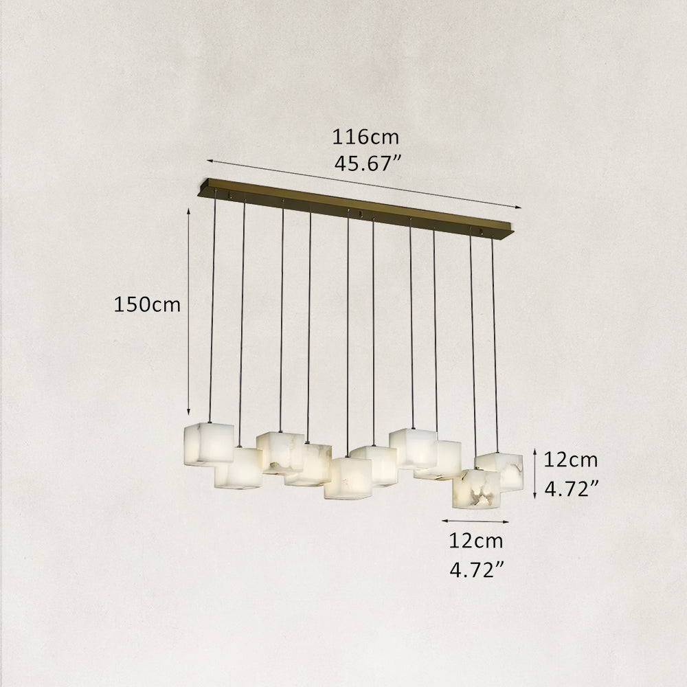 Nura Cube Natural Alabaster 10-Light Linear Pendant 46"W