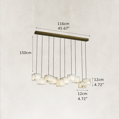 Nura Cube Natural Alabaster 10-Light Linear Pendant 46"W
