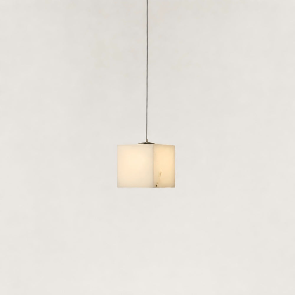 Nura Cube Natural Alabaster 1 Light Pendant 4.7"D
