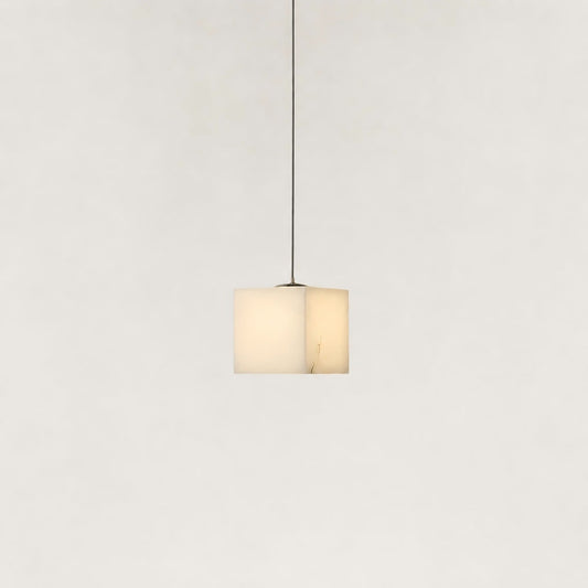 Nura Cube Natural Alabaster 1 Light Pendant 4.7"D