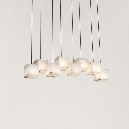 Nura Cube Natural Alabaster 8-Light Linear Pendant 36"W