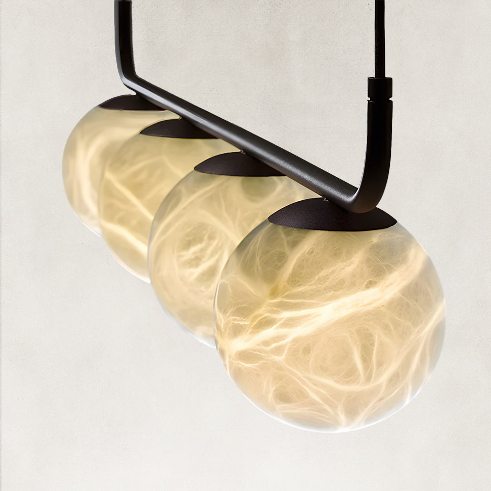 Orbital Cluster Alabaster 4-Light Linear Pendant 30"L
