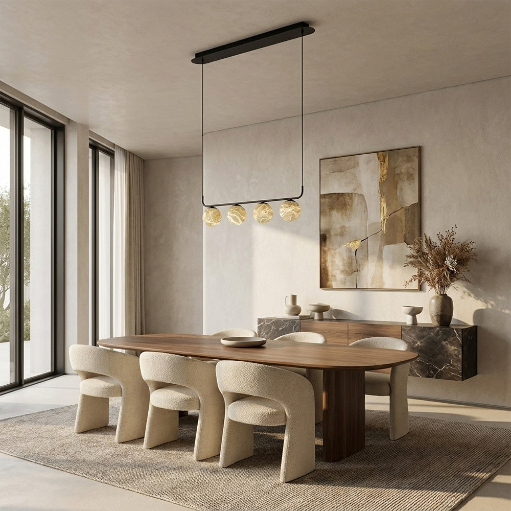 Orbital Cluster Alabaster 4-Light Linear Pendant 30"L