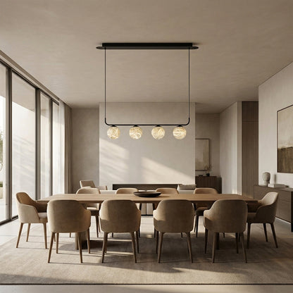 Orbital Cluster Alabaster 4-Light Linear Pendant 30"L