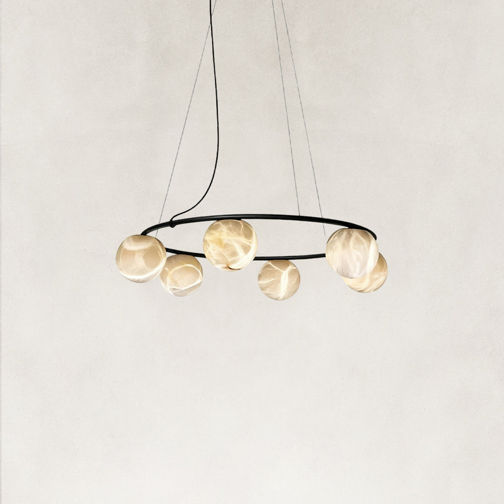 Orbital Cluster Alabaster 6-Light Chandelier 27"D
