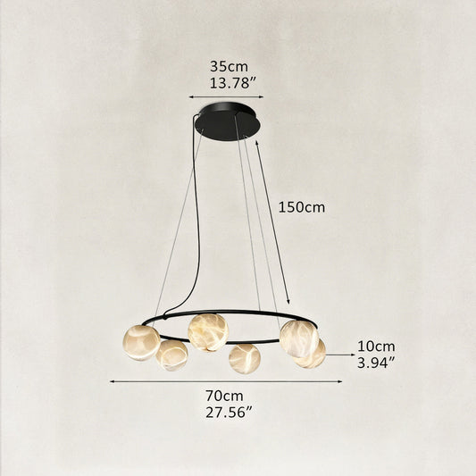 Orbital Cluster Alabaster 6-Light Chandelier 27"D