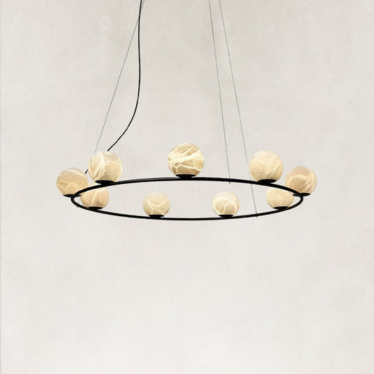 Orbital Cluster Alabaster 9-Light Chandelier 39"D