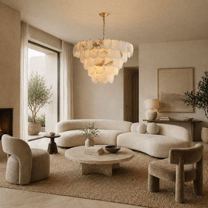 Oriella Grand Multi-Tier Alabaster Chandelier 35"D
