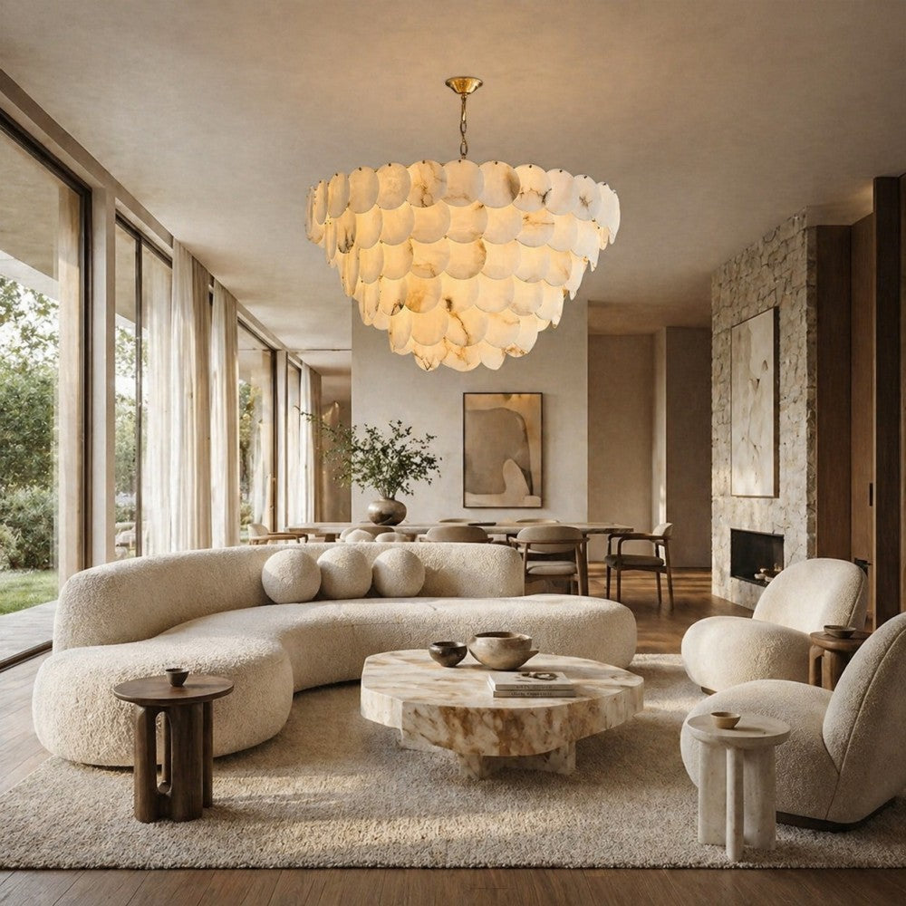 Oriella Grand Multi-Tier Alabaster Chandelier 43"D