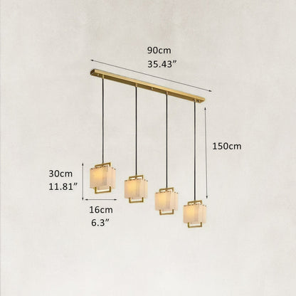 Orivan Alabaster 4-Light Cluster Dome Chandelier 36"W