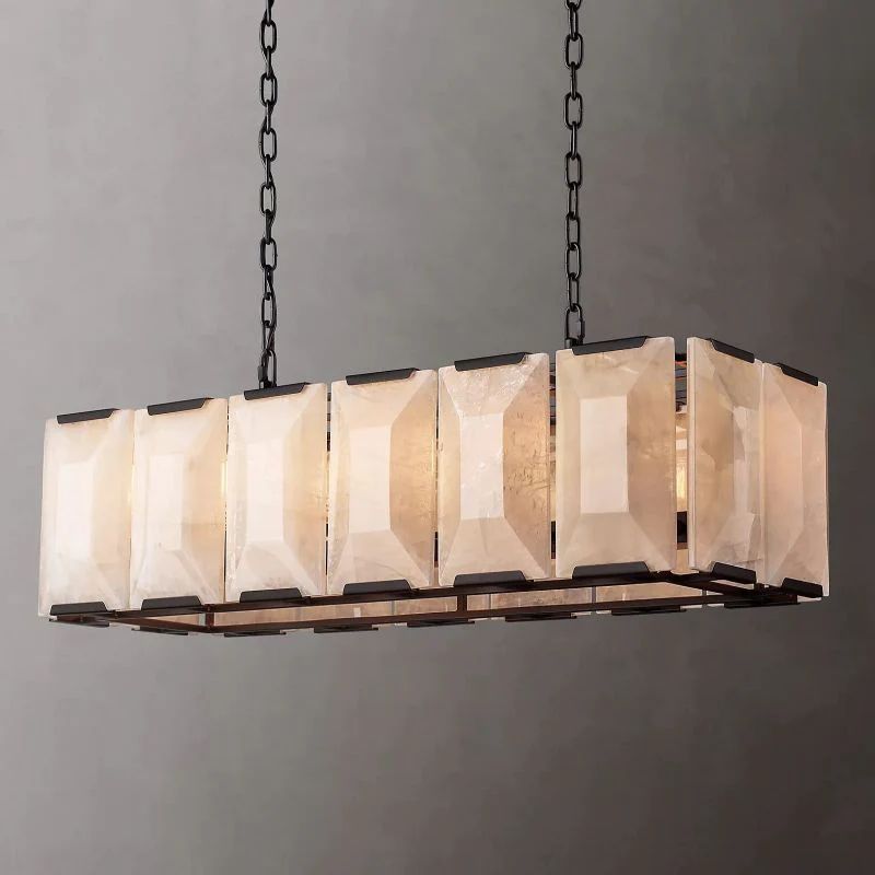 Paula Alabaster Rectangular Dining Room Chandelier 42"