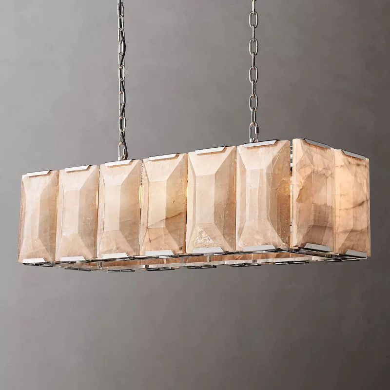 Paula Alabaster Rectangular Dining Room Chandelier 42"