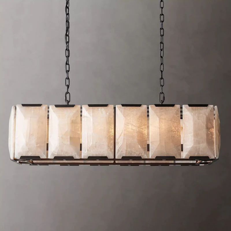 Paula Alabaster Rectangular Dining Room Chandelier 42"