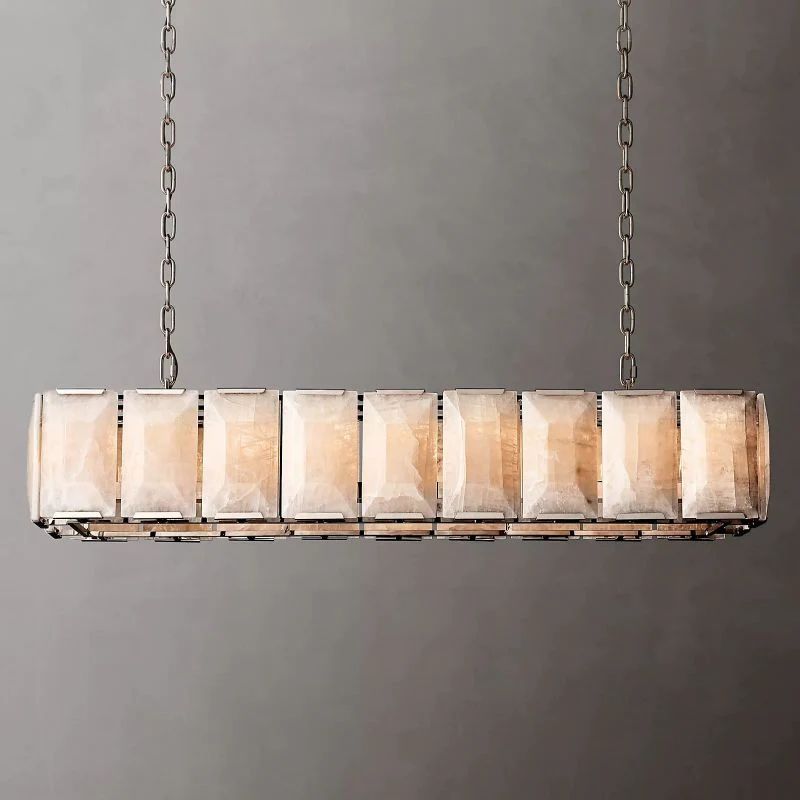 Paula Alabaster Rectangular  Dining Room Chandelier 62"