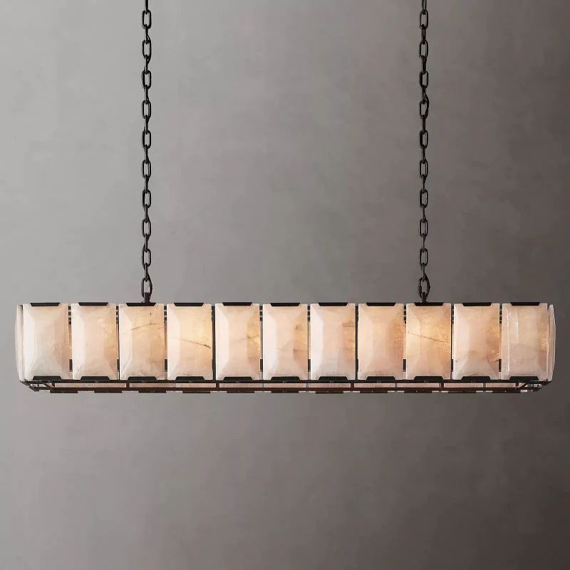 Paula Alabaster Rectangular Dining Room Chandelier 74"