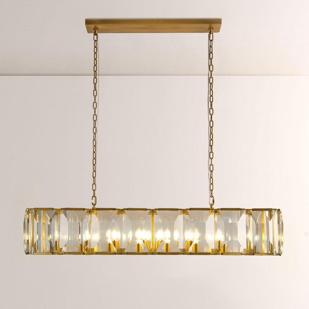 Paula Crystal Rectangular Chandelier 62"