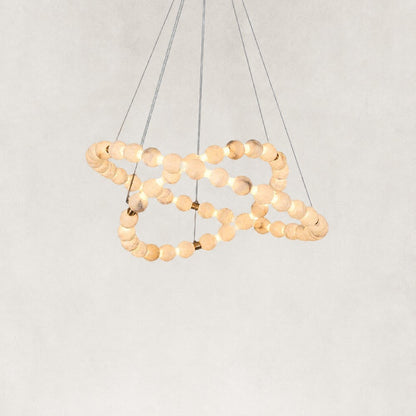 Pearl Double Circle Alabaster Chandelier 32"D
