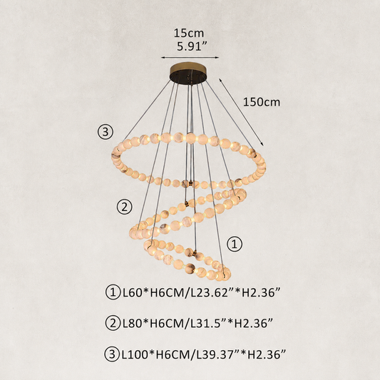 Pearl Triple Circle Alabaster Chandelier
