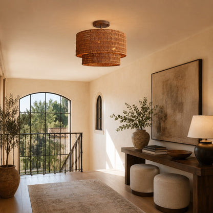 Penn Rattan Flush Mount