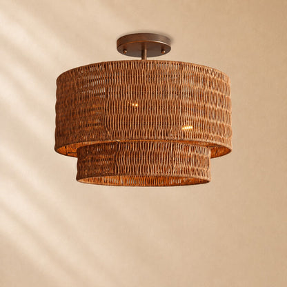Penn Rattan Flush Mount
