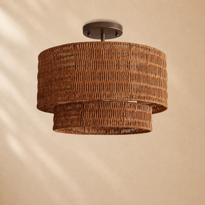 Penn Rattan Flush Mount