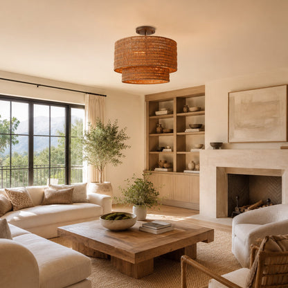 Penn Rattan Flush Mount