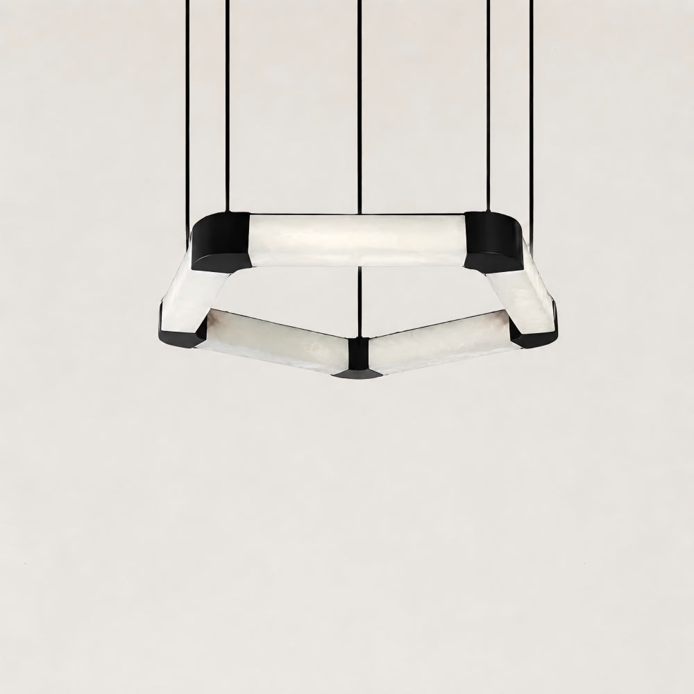 Pentagon Ring Alabaster Chandelier 36"D