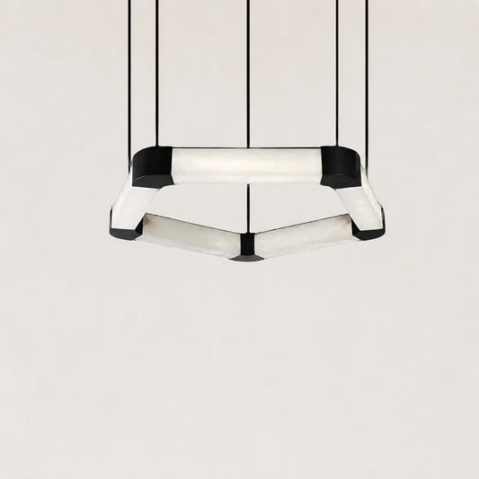 Pentagon Ring Alabaster Chandelier 36"D