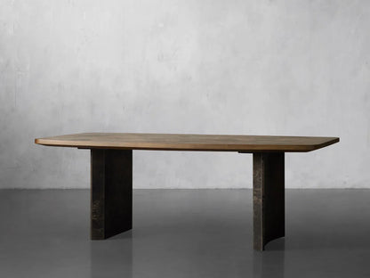 Polson Burl Wood Double-Pedestal Dining Table