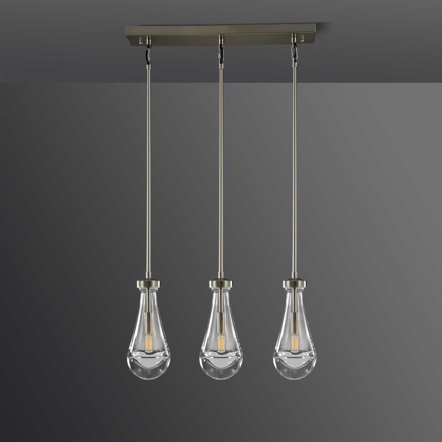 Raindrop Linear Dining Room Chandelier 3 Lights 22"L